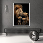 Lion family canvas wall art brings elegant wildlife charm to the living room, a calming centerpiece for animal-themed decor