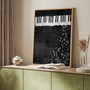 Black and white piano canvas wall art, monochrome musical decor for studio or music room, minimalist print for modern spaces