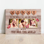 To the World You Are One Person canvas print with custom photo collage, Mother’s Day gift for mom, sentimental wall decor