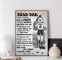 Soccer dad hero canvas wall art in modern minimalist style, neutral tones, personalized names, living room decor for dad