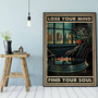 Vintage music lovers canvas print with vinyl record motif and 'Lose Your Mind Find Your Soul' quote for home decor