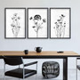 Minimalist Black White Botanical Canvas Set For Bedroom Or Office Decor
