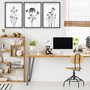 Minimalist Black White Botanical Canvas Set For Bedroom Or Office Decor