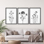 Minimalist Black White Botanical Canvas Set For Bedroom Or Office Decor
