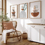 Geometric Wall Art And Decor - Boho Canvas With Botanical Line Art In Terracotta For Living Room