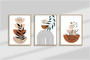 Geometric Wall Art And Decor - Boho Canvas With Botanical Line Art In Terracotta For Living Room
