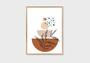 Geometric Wall Art And Decor - Boho Canvas With Botanical Line Art In Terracotta For Living Room