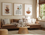 Geometric Wall Art And Decor - Boho Canvas With Botanical Line Art In Terracotta For Living Room