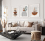Geometric Wall Art And Decor - Boho Canvas With Botanical Line Art In Terracotta For Living Room
