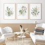 Modern Sage Green Boho Floral Botanical Wall Art Canvas Set For Bedroom And Bathroom Decor
