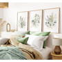 Modern Sage Green Boho Floral Botanical Wall Art Canvas Set For Bedroom And Bathroom Decor
