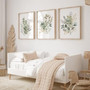 Modern Sage Green Boho Floral Botanical Wall Art Canvas Set For Bedroom And Bathroom Decor