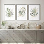 Modern Sage Green Boho Floral Botanical Wall Art Canvas Set For Bedroom And Bathroom Decor