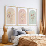 Boho Watercolor Wildflower Canvas Set for Minimalist Decor