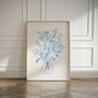 Blue Floral Botanical Wall Art Canvas - Bohemian Style For Living Room