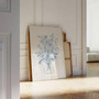 Blue Floral Botanical Wall Art Canvas - Bohemian Style For Living Room