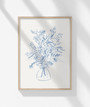 Blue Floral Botanical Wall Art Canvas - Bohemian Style For Living Room