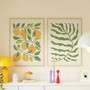Lemon Botanical Wall Art Canvas Set - Modern Boho French Kitchen Decor With Citrus Fruit, Yellow And Sage Green For Bedroom & Living Room