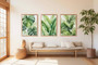 Exotic Botanical Wall Art Tropical Watercolor Leaves Canvas For Beach House Decor