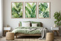 Exotic Botanical Wall Art Tropical Watercolor Leaves Canvas For Beach House Decor