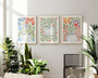 Colorful Botanical Wall Art Canvas Set For Scandinavian Decor - Floral Gallery Flower Market