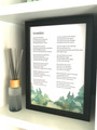 Personalized poetry wall art print, A4 digital download with centered serif verses on beige, for living room walls