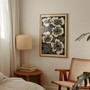 Neutral Botanical Canvas Wall Art For Living Room - Beige Black Floral Print, Customizable For Home DéCor