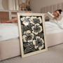 Neutral Botanical Canvas Wall Art For Living Room - Beige Black Floral Print, Customizable For Home DéCor