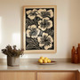 Neutral Botanical Canvas Wall Art For Living Room - Beige Black Floral Print, Customizable For Home DéCor
