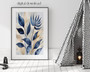 Modern Blue Botanical Wall Art For Living Room - Elegant Canvas Set For Bedroom & Hallway Decor