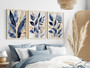 Modern Blue Botanical Wall Art For Living Room - Elegant Canvas Set For Bedroom & Hallway Decor