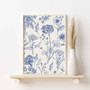 Trendy Blue Botanical Wall Art Set For Living Room – 3 Piece Chinoiserie Canvas Print Decor, Minimalist Design, Indoor Decorations