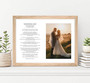 Heartfelt poetry canvas wall art with romantic verse, personalized with couple's names and wedding date; gift for newlyweds