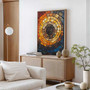 Personalized Rustic Tree Ring Canvas - Earthy Orange & Blue For Nature-Inspired Living Room Art