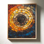 Personalized Rustic Tree Ring Canvas - Earthy Orange & Blue For Nature-Inspired Living Room Art