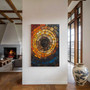 Personalized Rustic Tree Ring Canvas - Earthy Orange & Blue For Nature-Inspired Living Room Art