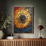 Personalized Rustic Tree Ring Canvas - Earthy Orange & Blue For Nature-Inspired Living Room Art