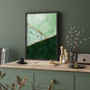 Geometric Green Gold Canvas Wall Art Set For Living Room Decor - Modern And Elegant Touch