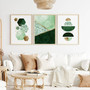 Geometric Green Gold Canvas Wall Art Set For Living Room Decor - Modern And Elegant Touch