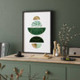 Geometric Green Gold Canvas Wall Art Set For Living Room Decor - Modern And Elegant Touch