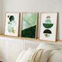 Geometric Green Gold Canvas Wall Art Set For Living Room Decor - Modern And Elegant Touch