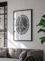 Personalized Tree Ring Canvas For First Anniversary - Handmade Black And White Woodcut For Living Room