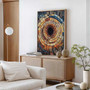 Personalized Tree Ring Canvas For Nature Lovers - Earthy Orange And Blue Rustic Art For Living Room DéCor
