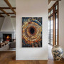 Personalized Tree Ring Canvas For Nature Lovers - Earthy Orange And Blue Rustic Art For Living Room DéCor