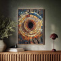Personalized Tree Ring Canvas For Nature Lovers - Earthy Orange And Blue Rustic Art For Living Room DéCor