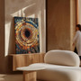 Personalized Tree Ring Canvas For Nature Lovers - Earthy Orange And Blue Rustic Art For Living Room DéCor