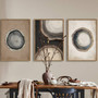 Modern Tree Ring Canvas Set - Grunge Abstract Wall Art Prints For Living Room