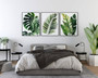 Tropical Botanical Wall Art Set - Monstera & Palm Canvas For Living Room Decor