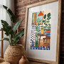 Colorful Botanical Wall Art Canvas For Kitchen With Potted Plants - Bold And Vibrant Office Decoration