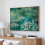 Vintage Lily Pad Canvas Botanical Wall Art For Living Room - Large Abstract Sage Green Decor